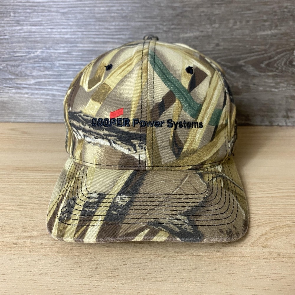 Vintage Cooper Power Systems Hat Cap Snap Back Camouflage Camo